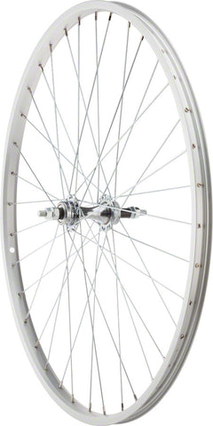 Sta-Tru Single Wall Rear Wheel - 26"x 1 3/8(590 ISO), 3/8" x 130mm, Rim Brake, Freewheel, Silver, Clincher