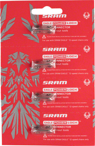 SRAM Eagle PowerLock Link for 12-Speed Chain, Silver Card / 4 pack