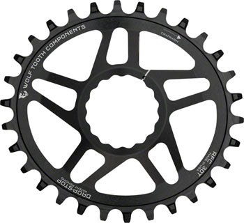 Wolf Tooth Elliptical Direct Mount Chainring - 32t, RaceFace/Easton CINCH Direct Mount, Drop-Stop A, For Boost Cranks, 3mm Offset, Black