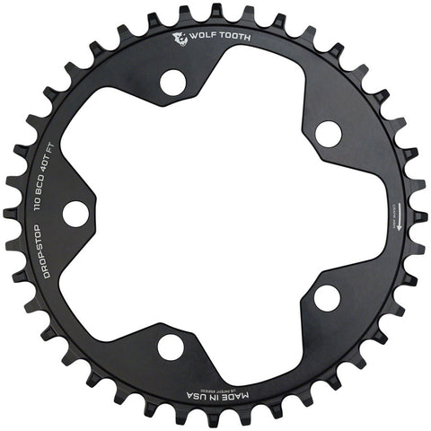 Wolf Tooth 110 BCD Cyclocross and Road Chainring - 40t, 110 BCD, 5-Bolt, Drop-Stop B, 10/11/12-Speed Eagle and Flattop Compatible, Black