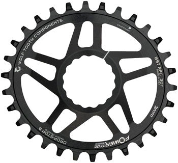 Wolf Tooth Elliptical Direct Mount Chainring - 30t, RaceFace/Easton CINCH Direct Mount, Drop-Stop B, For Boost Cranks, 3mm Offset, Black