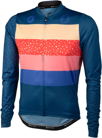 Salsa Team Polytone Men's Long Sleeve Jersey - Dark Blue, w/ Stripes