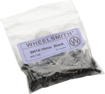 Wheelsmith 2.0 x 16mm Black Brass Nipples, Bag of 50