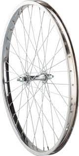 Sta Tru Front Wheel 24 inch Silver Single Speed Steel Rim with Bolt-on Axle 36 Spokes Include Axle Nuts